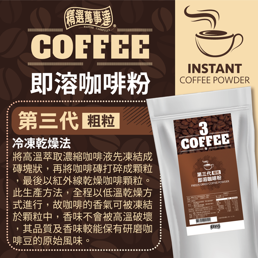 第三代即溶咖啡粉(粗) | 精選萬事達