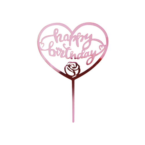 生日快樂愛心造型插牌(夢幻香檳)