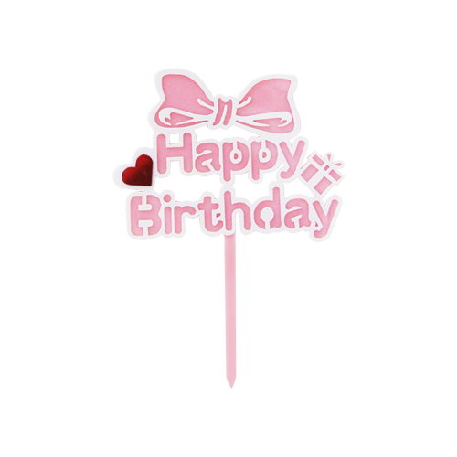 雙層蝴蝶結生日插牌(粉色)