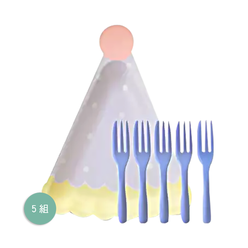 生日帽造型蛋糕盤叉5組入HatPlate
